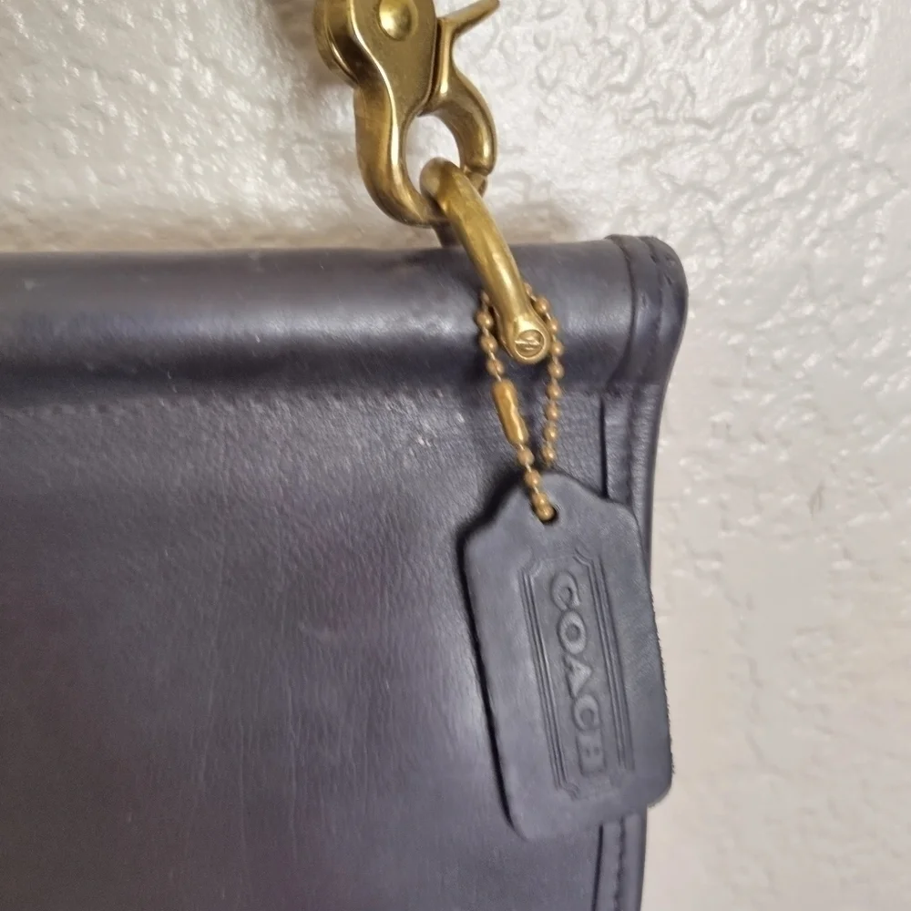 VINTAGE COACH BEEKMAN BLACK LEATHER BRIEFCASE MESSANGER SHOULDER BAG #G5C-5266